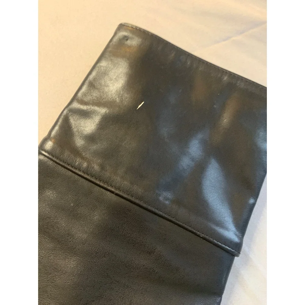 Y2K Banana Republic Black Leather Jacket Women's Size M Button Front Collar - Picture 7 of 8